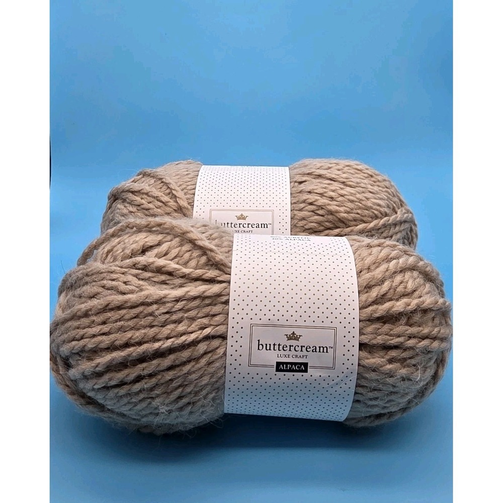 Buttercream Luxe Craft Alpaca Yarn Taupe 2 Skeins New 130 Yd 6 Oz Each